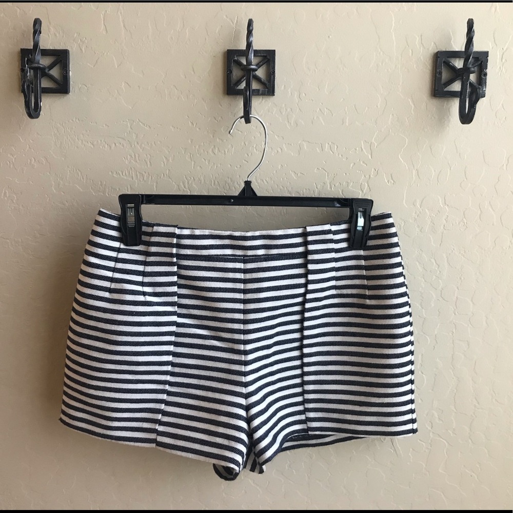 Blue and white striped shorts